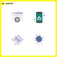 Group of 4 Modern Flat Icons Set for web chip setting google network Editable Vector Design Elements