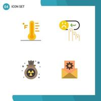 Set of 4 Modern UI Icons Symbols Signs for cloud support sun help pollution Editable Vector Design Elements