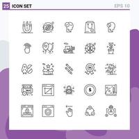 25 Universal Line Signs Symbols of yes e money commerce thinking Editable Vector Design Elements