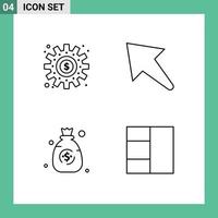 4 Line concept for Websites Mobile and Apps cogs dollar process left grid Editable Vector Design Elements