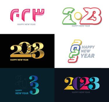 Big Set of 2023 Happy New Year logo text design 2023 number design template vector