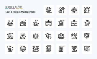 25 Task And Project Management Line icon pack vector