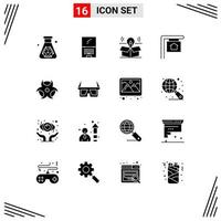 Group of 16 Modern Solid Glyphs Set for education house laptop for sale idea Editable Vector Design Elements