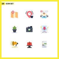 Universal Icon Symbols Group of 9 Modern Flat Colors of image process chat creative living Editable Vector Design Elements