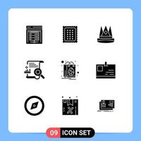 Pack of 9 Modern Solid Glyphs Signs and Symbols for Web Print Media such as file chart meal achievement first Editable Vector Design Elements