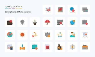 25 Banking Finance And Market Economics Flat color icon pack vector