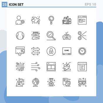 conjunto moderno de pictogramas de 25 líneas de codificación c construcción botella marketing elementos de diseño vectorial editables vector