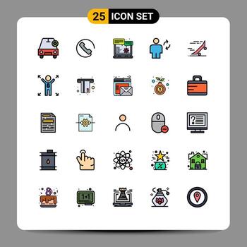Modern Set of 25 Filled line Flat Colors and symbols such as ride update website browser sync body Editable Vector Design Elements