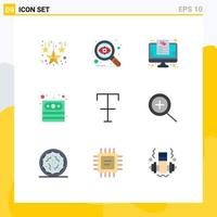 Group of 9 Modern Flat Colors Set for in format favorite font money Editable Vector Design Elements