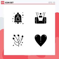 Editable Vector Line Pack of 4 Simple Solid Glyphs of bug anemone notification cell flower Editable Vector Design Elements