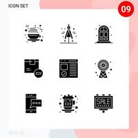 Set of 9 Commercial Solid Glyphs pack for develop browser living logistic delivery Editable Vector Design Elements