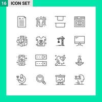 Set of 16 Vector Outlines on Grid for world footwear up dots control Editable Vector Design Elements