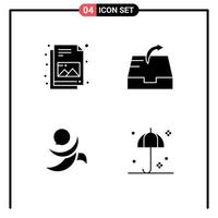 Stock Vector Icon Pack of 4 Line Signs and Symbols for document crypto currency mail golos safety Editable Vector Design Elements