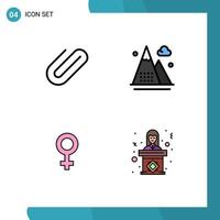 4 Filledline Flat Color concept for Websites Mobile and Apps attachment female paper game gender Editable Vector Design Elements