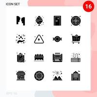 Modern Set of 16 Solid Glyphs Pictograph of molecule protect buildings nature flower Editable Vector Design Elements