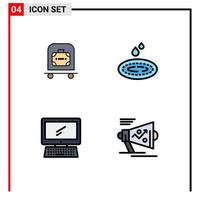 Universal Icon Symbols Group of 4 Modern Filledline Flat Colors of hotel monitor bag droop imac Editable Vector Design Elements