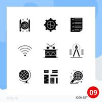 Universal Icon Symbols Group of 9 Modern Solid Glyphs of festival christmas data wifi connection Editable Vector Design Elements