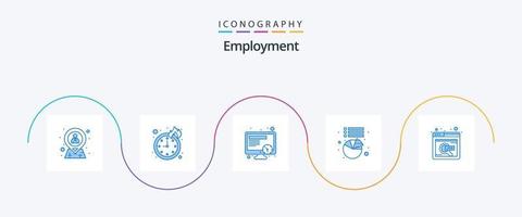 paquete de iconos azul 5 de empleo que incluye trabajo en línea. en línea. calendario. encontrar. tarta vector