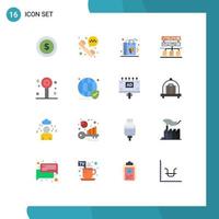 16 Universal Flat Color Signs Symbols of party fun digital management backup Editable Pack of Creative Vector Design Elements
