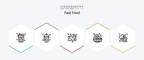 Fast Food 25 Line icon pack including food. ice cream. cheese. nugget. food vector