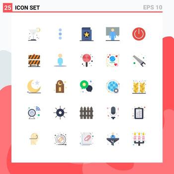 25 User Interface Flat Color Pack of modern Signs and Symbols of presentation lecture book conference witch Editable Vector Design Elements