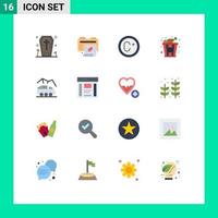 User Interface Pack of 16 Basic Flat Colors of surface planet climate exploration food Editable Pack of Creative Vector Design Elements