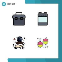 Mobile Interface Filledline Flat Color Set of 4 Pictograms of box grid toolbox kitchen marketing Editable Vector Design Elements