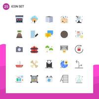 Pack of 25 Modern Flat Colors Signs and Symbols for Web Print Media such as logistics box cloud office blocks city building Editable Vector Design Elements