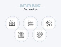 paquete de iconos de línea de coronavirus 5 diseño de iconos. alcohol. escribe. botella. soltar. caja de pañuelos vector