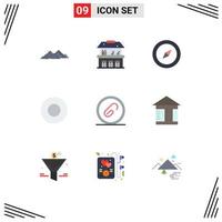 Universal Icon Symbols Group of 9 Modern Flat Colors of file document compass attach hotel Editable Vector Design Elements