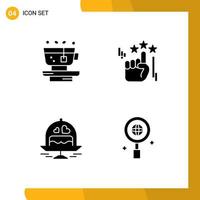 Universal Icon Symbols Group of 4 Modern Solid Glyphs of leaf wedding tea marketing business Editable Vector Design Elements