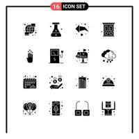 16 iconos creativos, signos y símbolos modernos de elementos de diseño vectorial editables de armario con cuatro dedos izquierdos hacia abajo vector