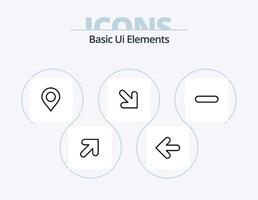 diseño de iconos del paquete de iconos de línea de elementos básicos de la interfaz de usuario 5. video. medios de comunicación. tarea. control. menos vector