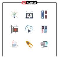 Group of 9 Modern Flat Colors Set for hospital flag video clinic file cover Editable Vector Design Elements