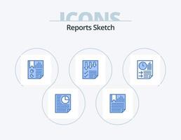 Reports Sketch Blue Icon Pack 5 Icon Design. paper. data. report. arrows. page vector