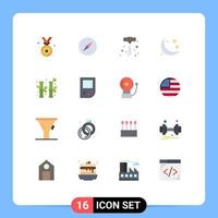 Modern Set of 16 Flat Colors Pictograph of gree china power tools bamboo muslim Editable Pack of Creative Vector Design Elements