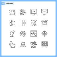 Pack of 16 creative Outlines of image pawn display finance send Editable Vector Design Elements