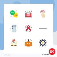 Editable Vector Line Pack of 9 Simple Flat Colors of hiv fridge report electronic device interface Editable Vector Design Elements