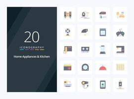20 Home Appliances And Kitchen Flat Color icon for presentation vector