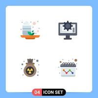 Group of 4 Flat Icons Signs and Symbols for cup pollution health process waste Editable Vector Design Elements