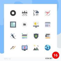 conjunto de 16 iconos de interfaz de usuario modernos símbolos signos para marco interior baño vampiro vacaciones paquete editable de elementos creativos de diseño de vectores