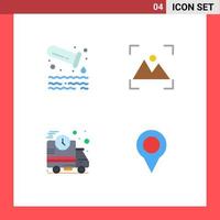 4 Universal Flat Icons Set for Web and Mobile Applications gas delivery tube photo truck Editable Vector Design Elements
