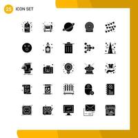 Set of 25 Modern UI Icons Symbols Signs for party decoration target space achievement target Editable Vector Design Elements