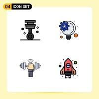 Pictogram Set of 4 Simple Filledline Flat Colors of car lifting tools innovative process sport Editable Vector Design Elements