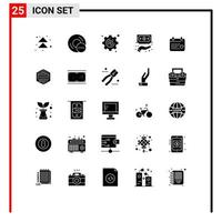 paquete de iconos de vector de stock de 25 signos y símbolos de línea para fondos de hardware privados de calendario que financian elementos de diseño de vector editables