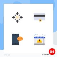 Modern Set of 4 Flat Icons and symbols such as celebrate no diwali finance chatting Editable Vector Design Elements