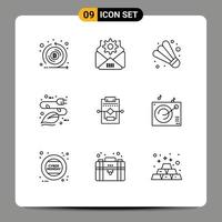 Set of 9 Modern UI Icons Symbols Signs for network eco badminton plug energy Editable Vector Design Elements