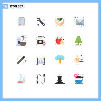 Modern Set of 16 Flat Colors and symbols such as wax service eco relax inbox Editable Pack of Creative Vector Design Elements