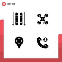 4 User Interface Solid Glyph Pack of modern Signs and Symbols of ice navigation technology image plus Editable Vector Design Elements