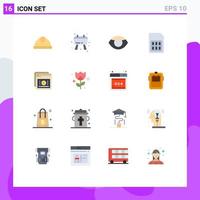 User Interface Pack of 16 Basic Flat Colors of e sim card face sim mobile Editable Pack of Creative Vector Design Elements